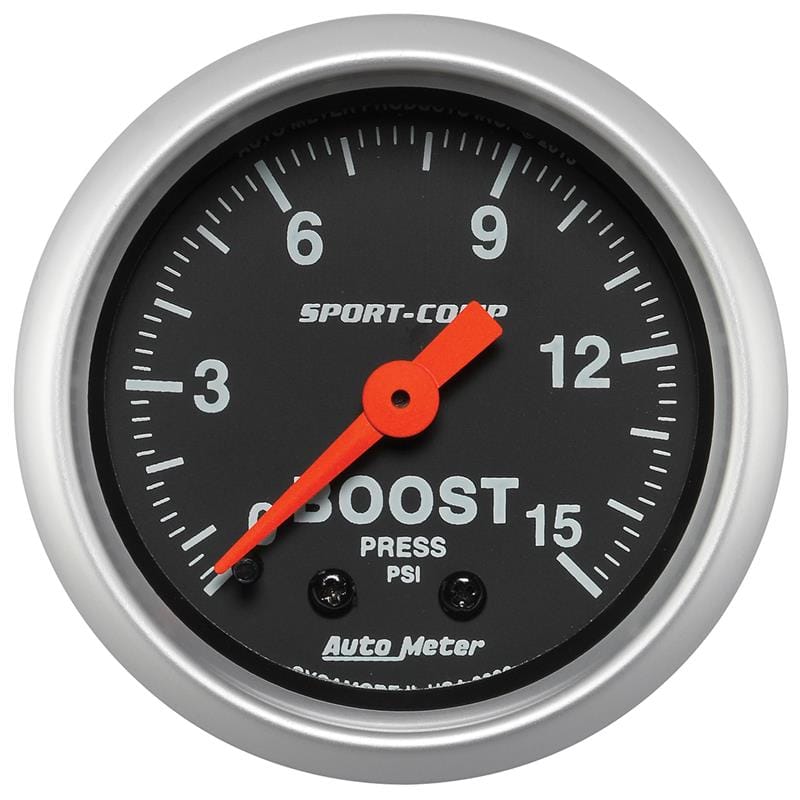 Autometer 2-1/16in 0-15 PSI Mechanical Sport-Comp Boost Pressure Gauge