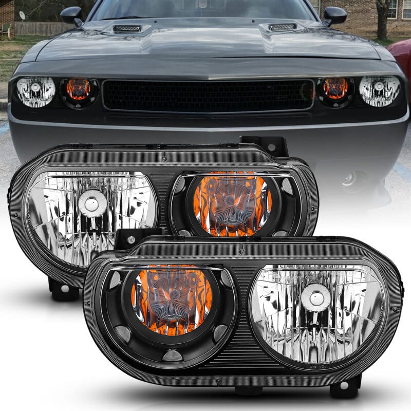 ANZO 2008-2014 Dodge Challenger Crystal Headlights Black thumbnail 3