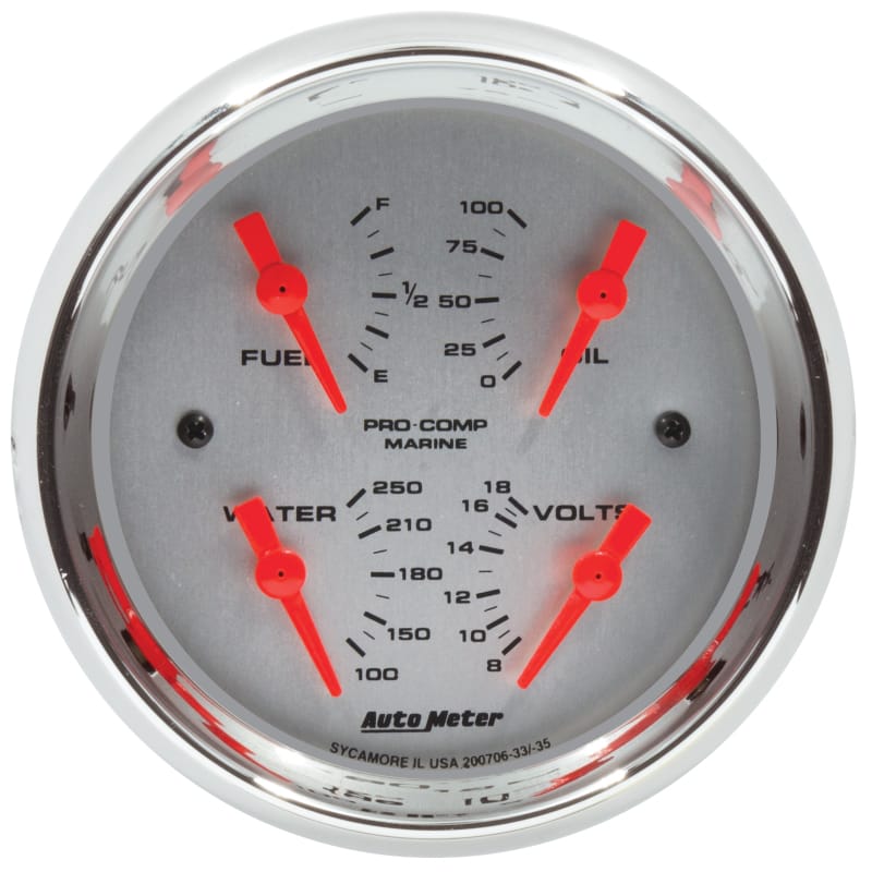 Autometer Marine Chrome 3-3/8in Gauge - 100PSI