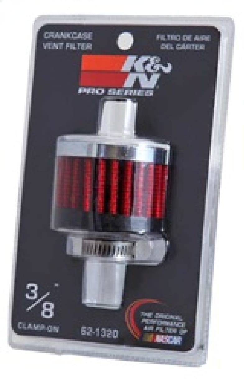 K&N Clamp On Rubber Base Crankcase Vent Filter 0.375in Flange ID x 2in OD x 1.5in Height thumbnail 3