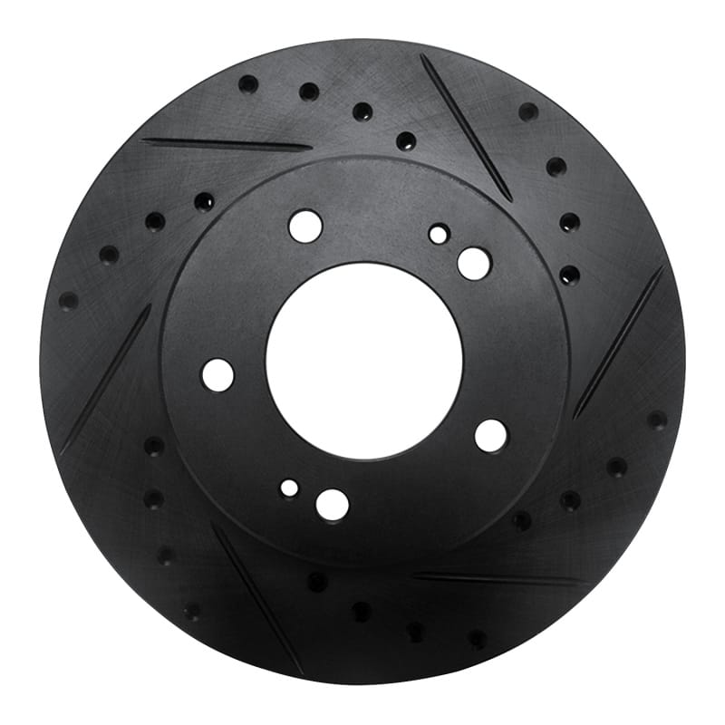 R1 83-89 Chrysler Conquest Front Right Drilled & Slotted Black Brake Rotor