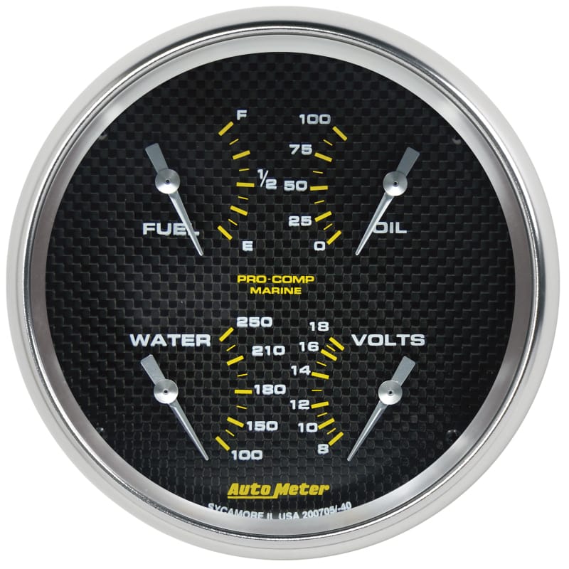 Autometer Marine Carbon Fiber 5in Gauge - 100PSI