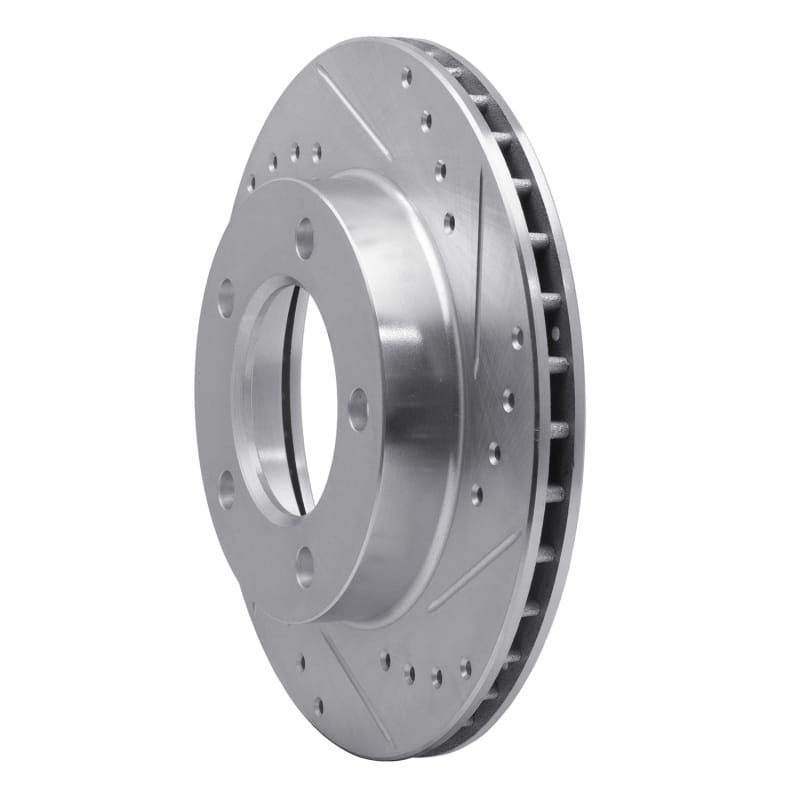 R1 76-86 Jeep CJ5 Front Right Drilled & Slotted Silver Brake Rotor thumbnail 2