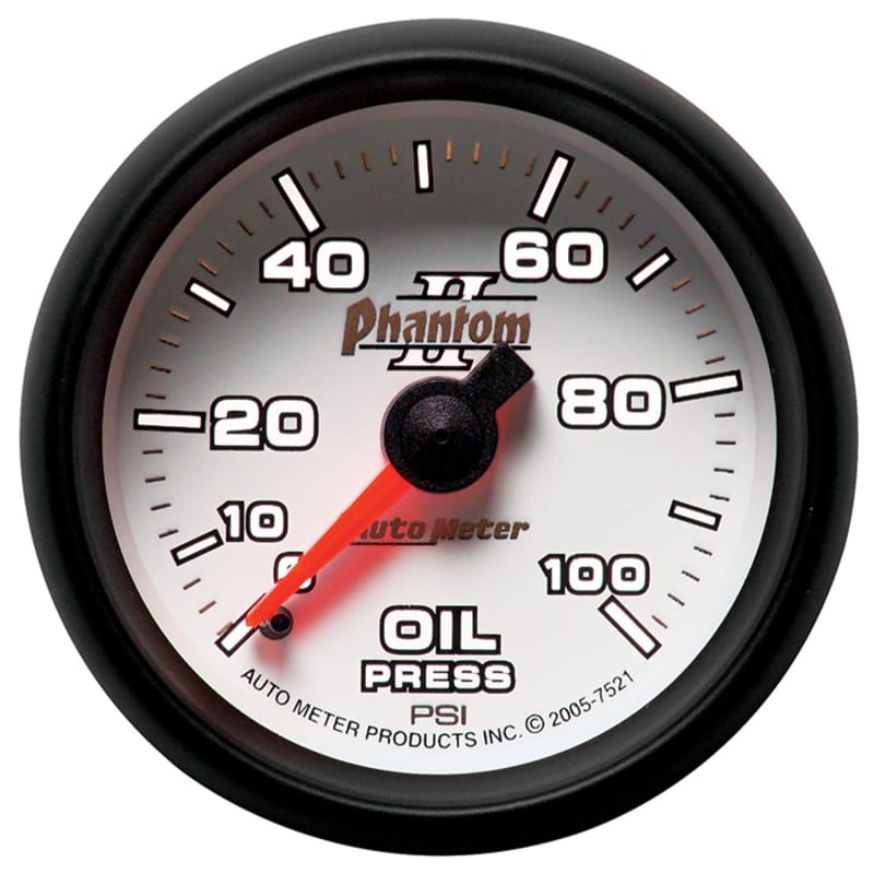 Autometer Phantom II 52.4mm Mechanical 0-100psi Oil Pressure Gauge thumbnail 2