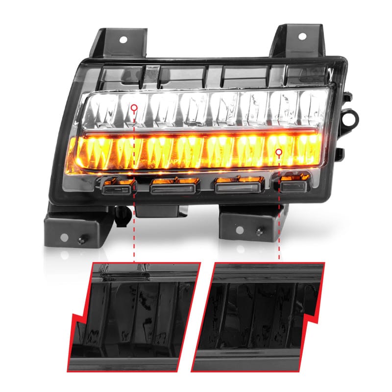 ANZO 2018-2021 Jeep Wrangler LED Side Markers Chrome Housing Smoke Lens w/ Seq. Signal Sport Bulb thumbnail 4