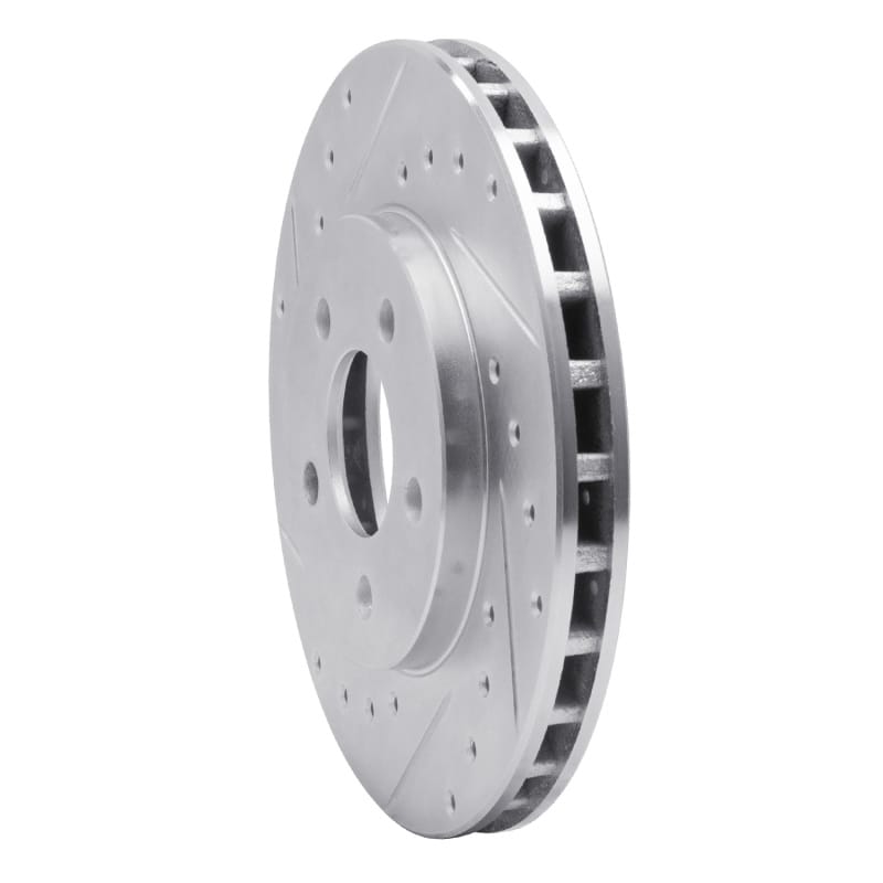 R1 84-95 Chrysler LeBaron GTC & GTS Front Left Drilled & Slotted Silver Brake Rotor thumbnail 2