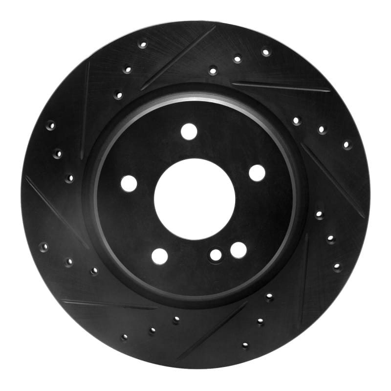 R1 98-09 Chrysler Crossfire Rear Left Drilled & Slotted Black Brake Rotor