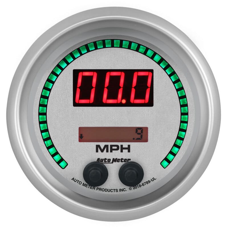 Autometer 85.7mm Silver Switchable 260 MPH / 260 KM/H Speedometer Ultra-Lite Elite Digital Gauge thumbnail 2