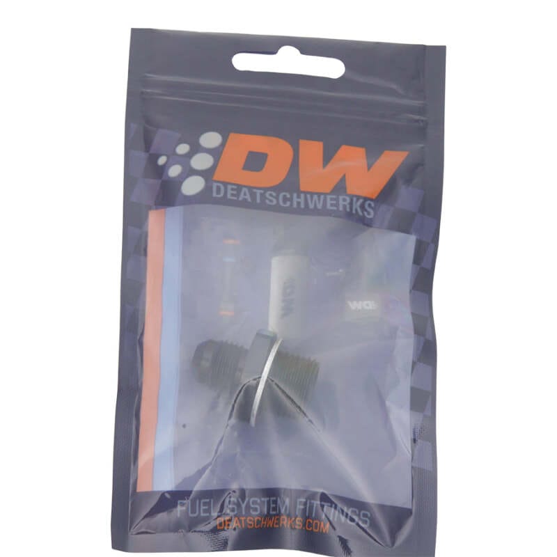 DeatschWerks 6AN Male Flare to M18 X 1.5 Male Metric Adapter (Incl Washer) - Anodized Matte Black thumbnail 2