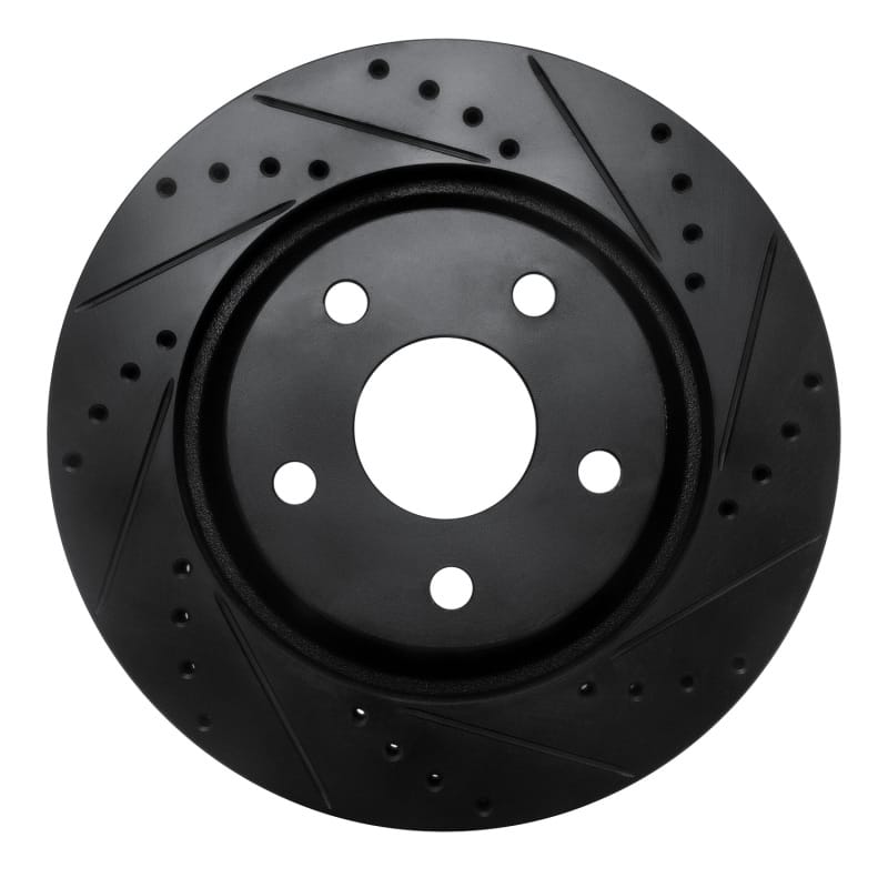 R1 12-18 Jeep Wrangler Front Right Drilled & Slotted Black Brake Rotor