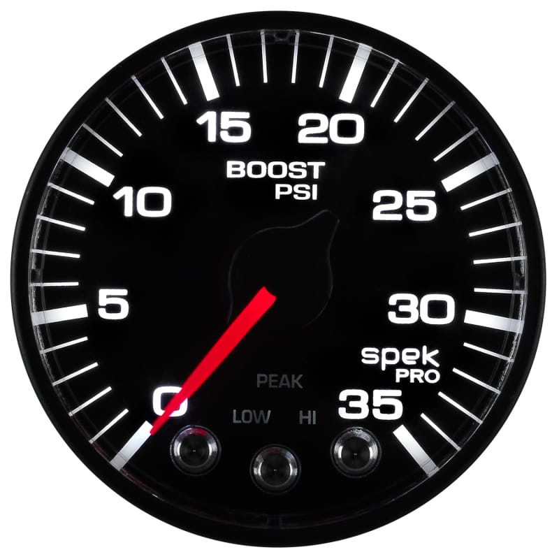 Autometer Spek-Pro Gauge Boost 2 1/16in 35psi Stepper Motor W/Peak & Warn Black/Black - P303328 thumbnail 6