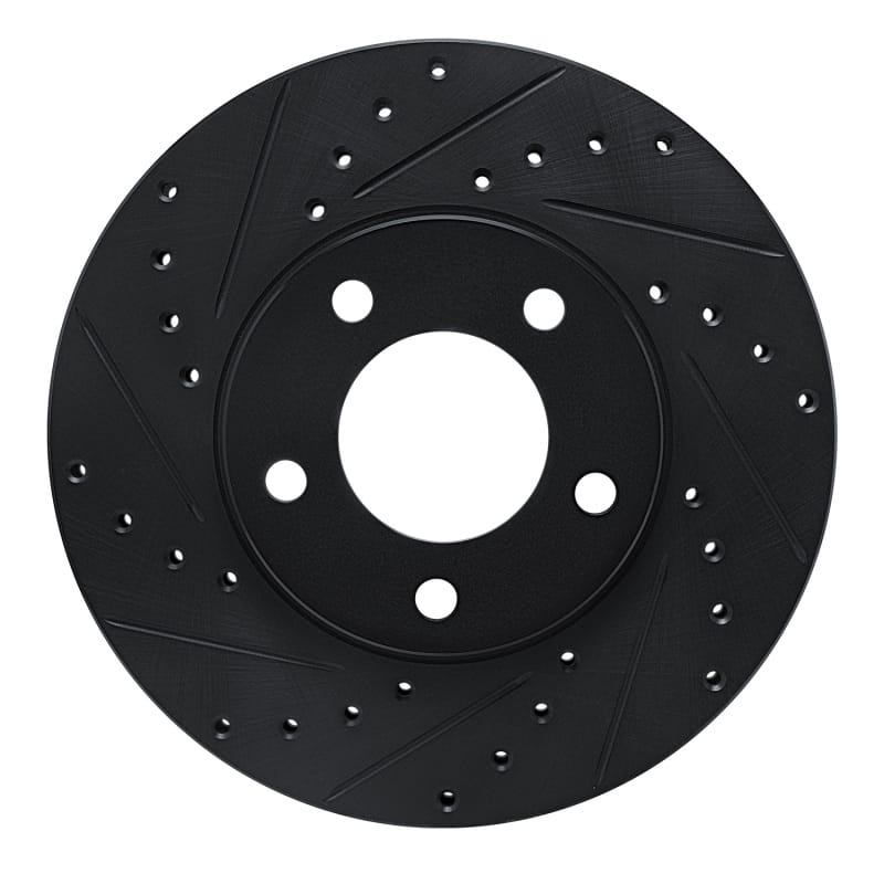 R1 91-96 Chrysler Town & Country Front Left Drilled & Slotted Black Brake Rotor