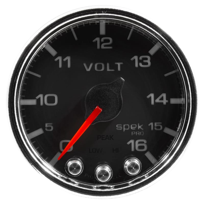 Autometer Spek-Pro Gauge Voltmeter 2 1/16in 16V Stepper Motor W/Peak & Warn Blk/Chrm - P34431 thumbnail 2