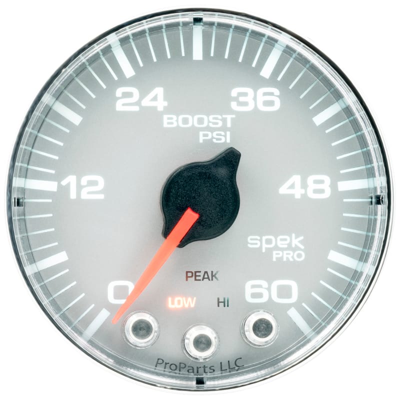 Autometer Spek-Pro Gauge Boost 2 1/16in 60psi Stepper Motor W/Peak & Warn Slvr/Chrm - P304218 thumbnail 3
