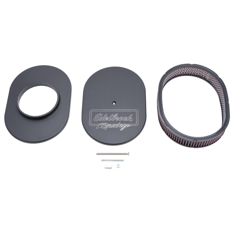 Edelbrock Air Cleaner Victor Series Oval Aluminum Top Cloth Element 11 875In X 8 25In X 3 75In Black thumbnail 2