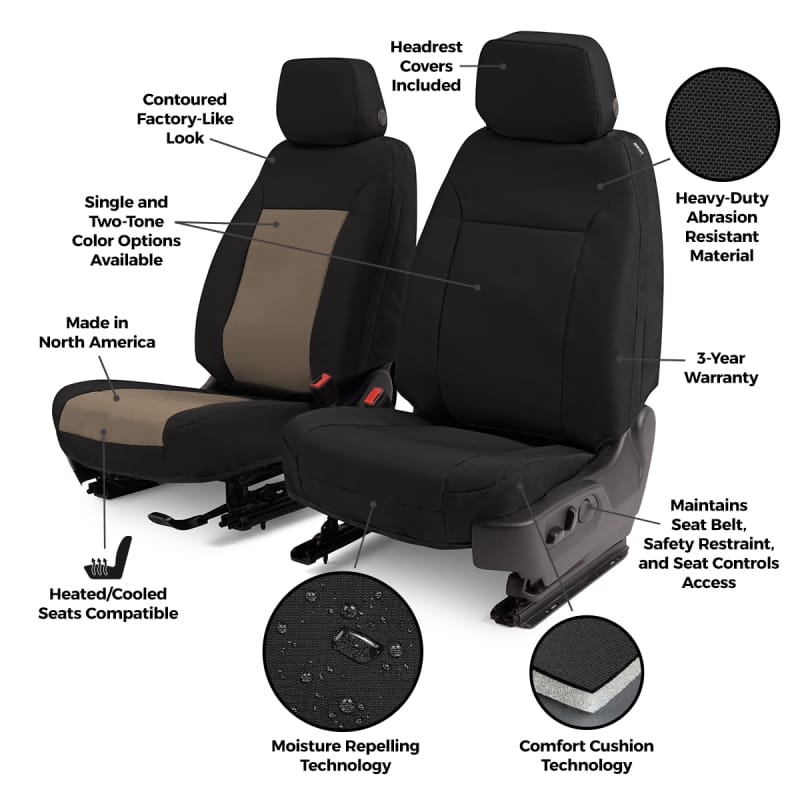 Covercraft 19-24 Dodge Ram Endura PrecisionFit Custom Front Row Seat Covers - Charcoal/Silver - GTD4194ABENCS