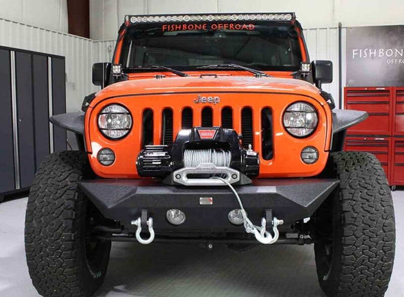 Fishbone Offroad 07-18 Jeep Wrangler JK Rubicon Unlimited Steel Front Bumper - Blk Txtrd Powdercoat thumbnail 4
