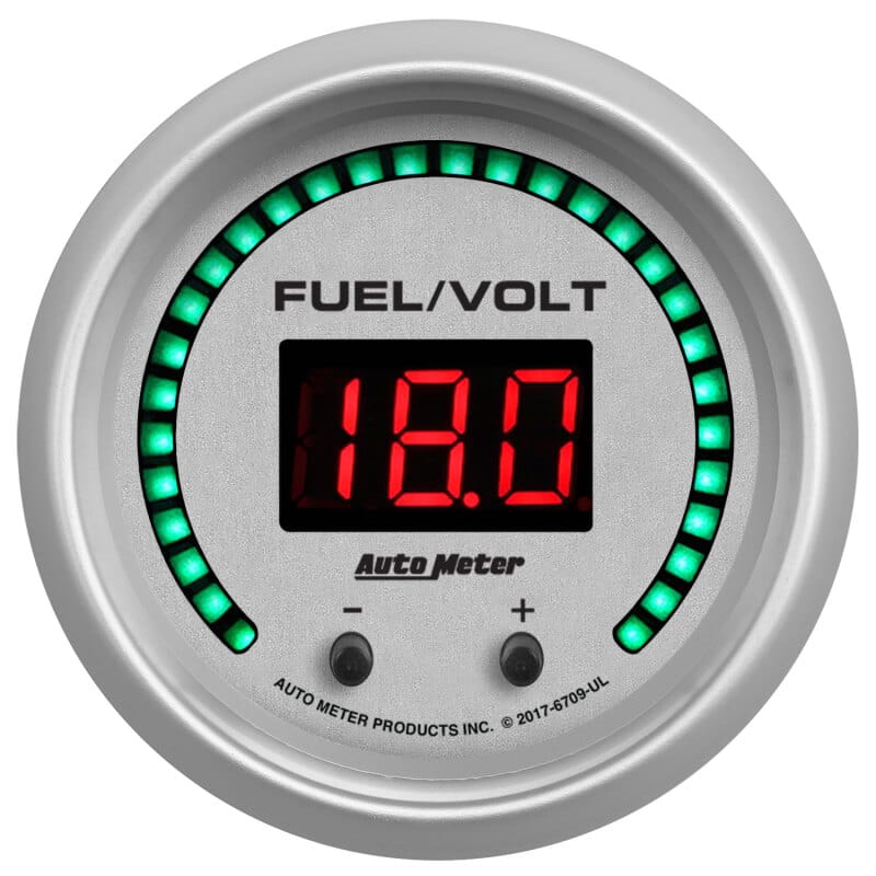Autometer 52.4mm Silver Switchable 0-100 Fuel Level/8-18V Voltmeter Ultra-Lite Elite Digital Gauge thumbnail 2