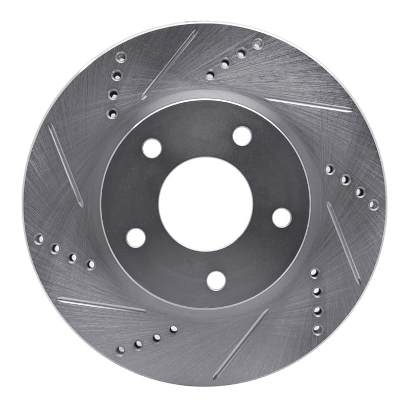 R1 07-17 Dodge CALIBER Front Left Drilled & Slotted Silver Brake Rotor