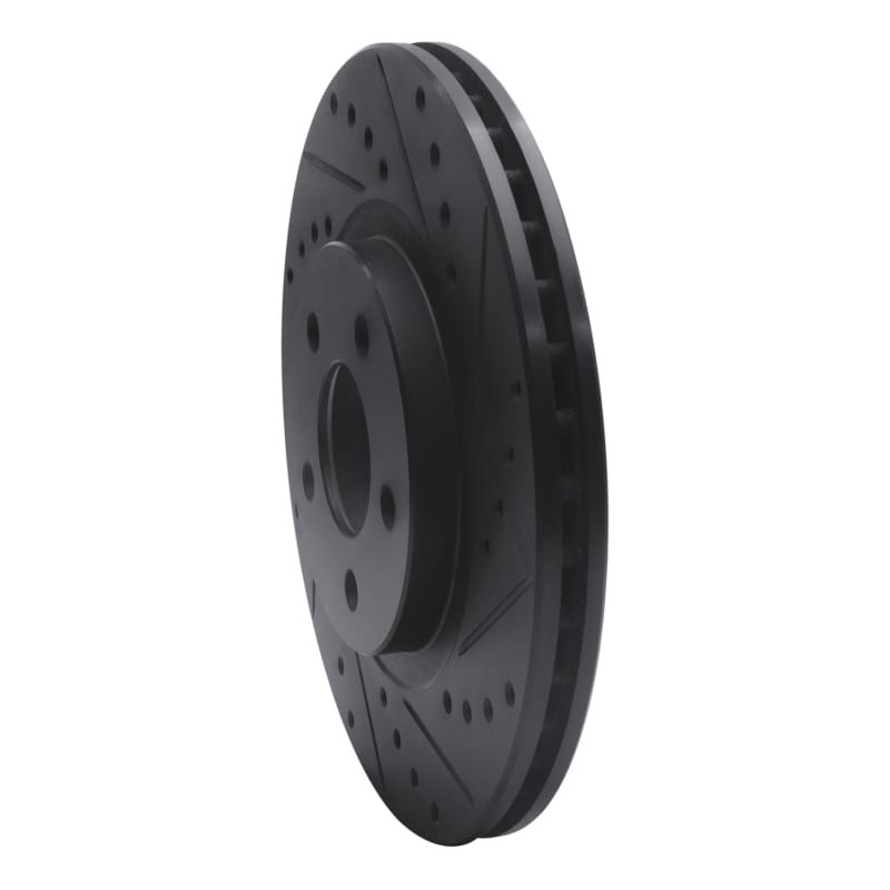 R1 01-10 Chrysler PT Cruiser Front Right Drilled & Slotted Black Brake Rotor