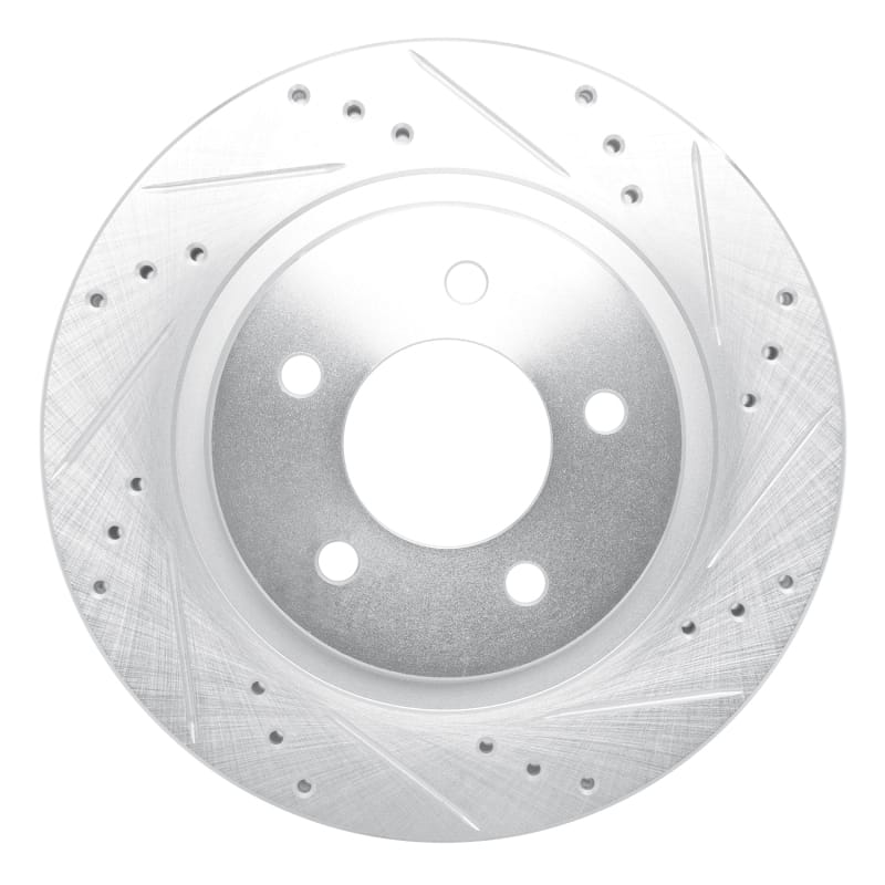 R1 98-04 Chrysler 300M Front Right Drilled & Slotted Silver Brake Rotor