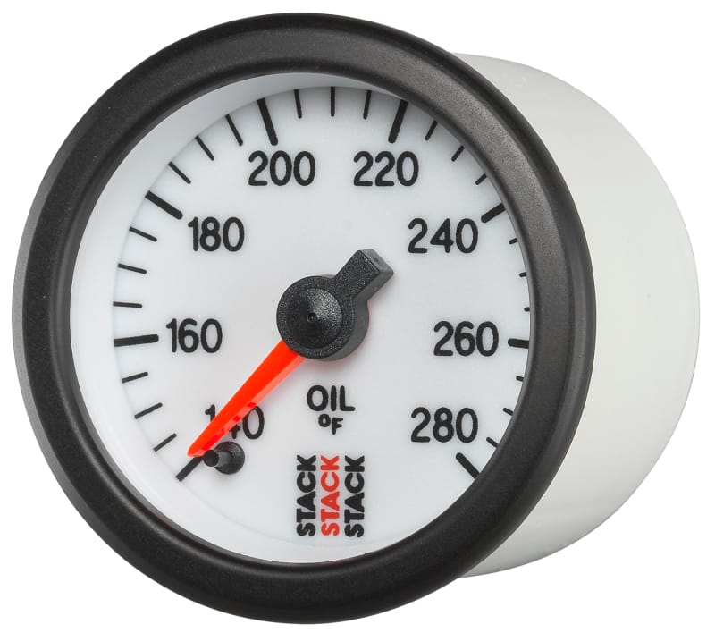 Autometer Stack 52mm 140-280 Deg F 1/8in NPTF Male Pro Stepper Motor Oil Temp Gauge - White thumbnail 2