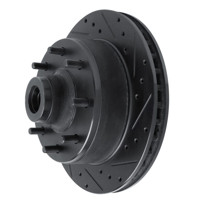 R1 78-81 Dodge B350 Front Right Drilled & Slotted Black Brake Rotor thumbnail 2