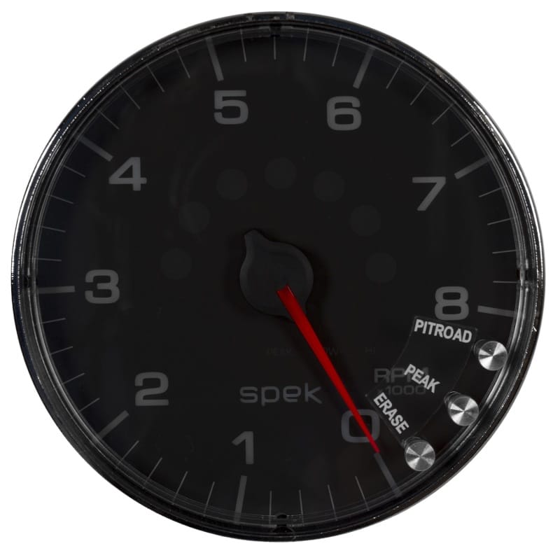 Autometer Spek-Pro Gauge Tachometer 5in 8K Rpm W/Shift Light & Peak Mem Black/Chrome - P238318 thumbnail 2