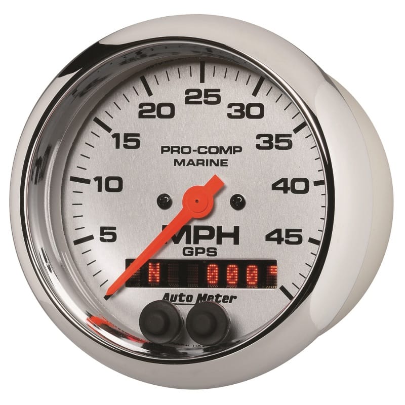 Autometer Marine Chrome Ultra-Lite 3-3/8in 50MPH GPS Speedometer Gauge thumbnail 3