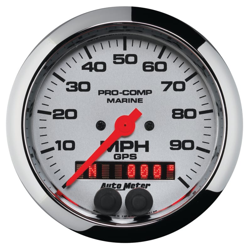 Autometer Marine Chrome 3-3/8in 100MPH GPS Speedometer Gauge thumbnail 2