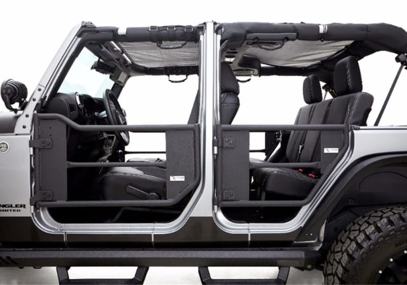 Rampage 2007-2018 Jeep Wrangler(JK) Unlimited 4-Door Tube Doors With Netting - Black thumbnail 2