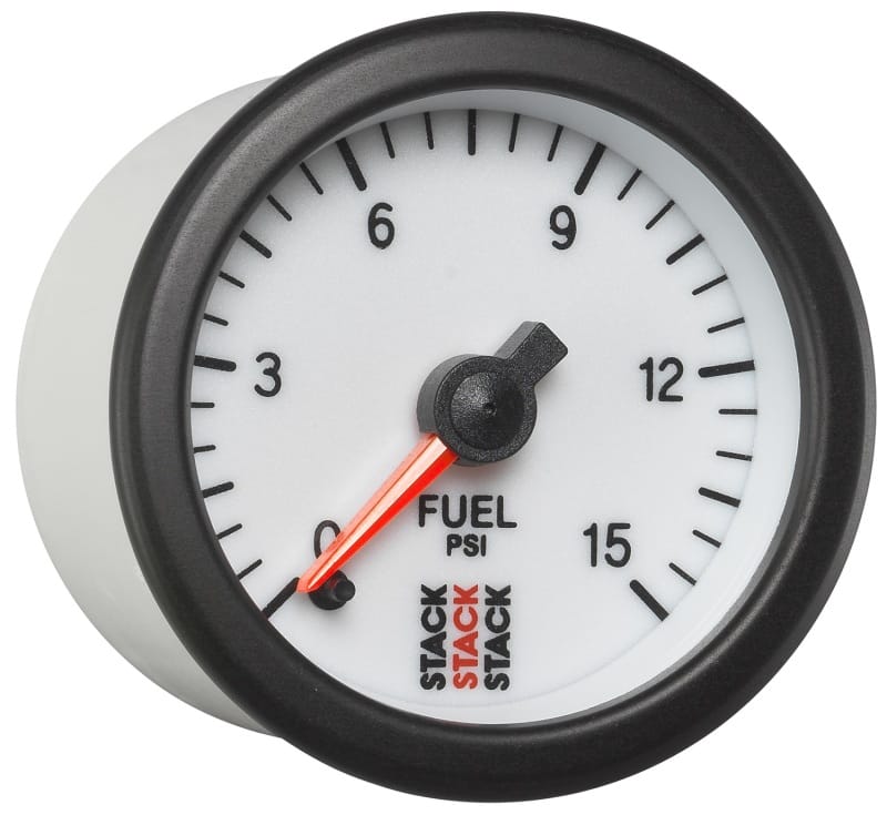 Autometer Stack 52mm 0-15 PSI 1/8in NPTF Male Pro Stepper Motor Fuel Pressure Gauge - White thumbnail 5