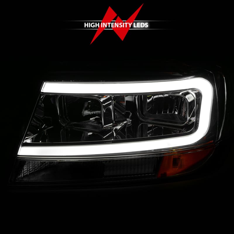 ANZO 1999-2004 Jeep Grand Cherokee Crystal Headlights w/ Light Bar Chrome Housing thumbnail 7