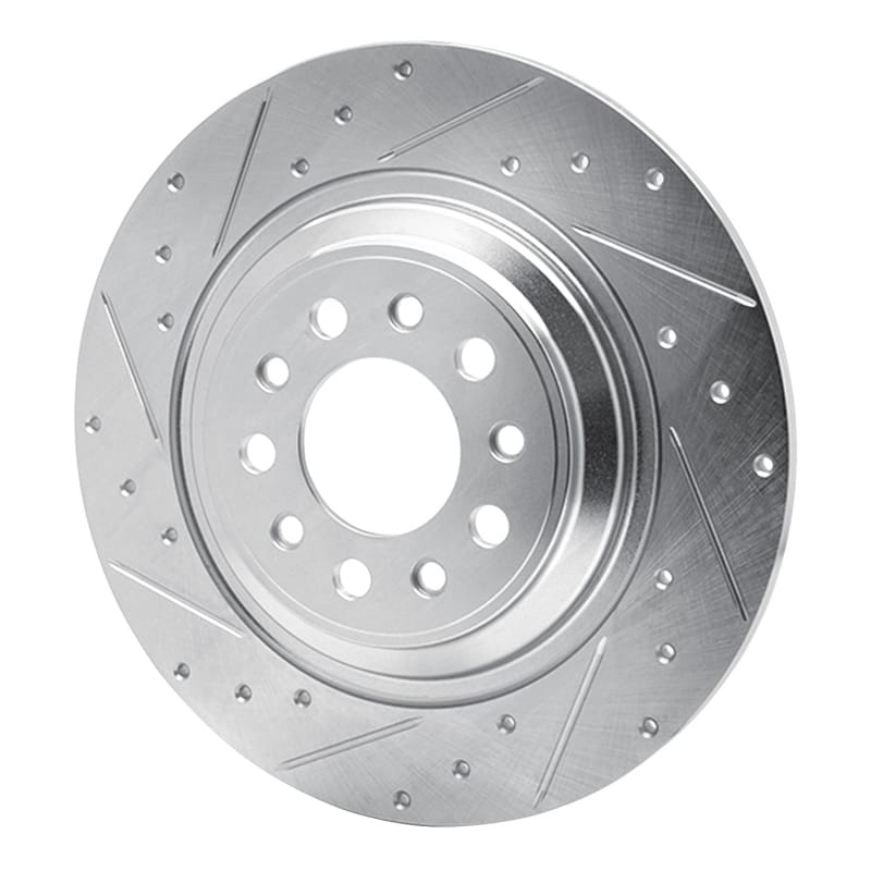 R1 14-23 Jeep Cherokee Rear Left Drilled & Slotted Silver Brake Rotor thumbnail 2