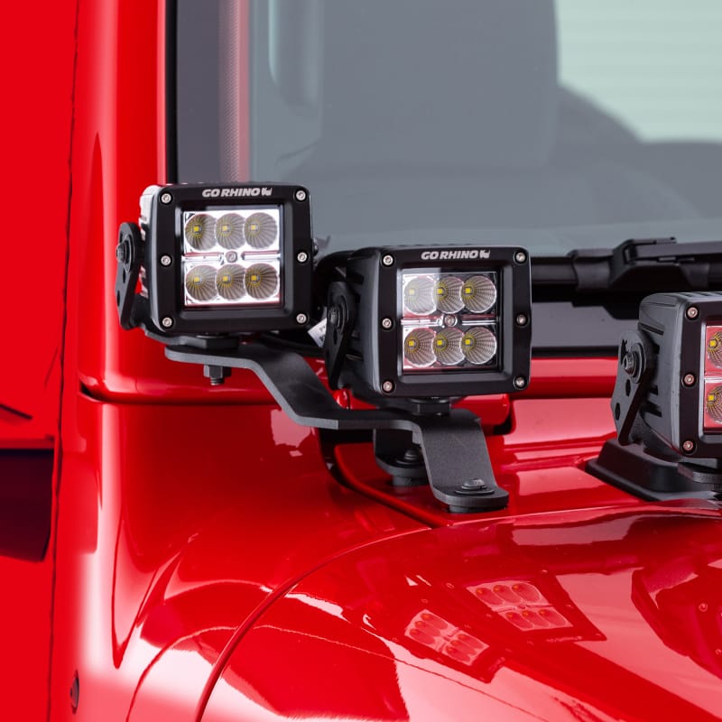 Go Rhino 18-20 Jeep Wrangler JL/JLU/Gladiator JT Light Mount - Two 3in Cubes Offset thumbnail 4