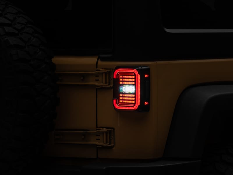 Raxiom 07-18 Jeep Wrangler JK Axial Series LED Halo Tail Lights- Black Housing (Dark Smoked Lens) thumbnail 3