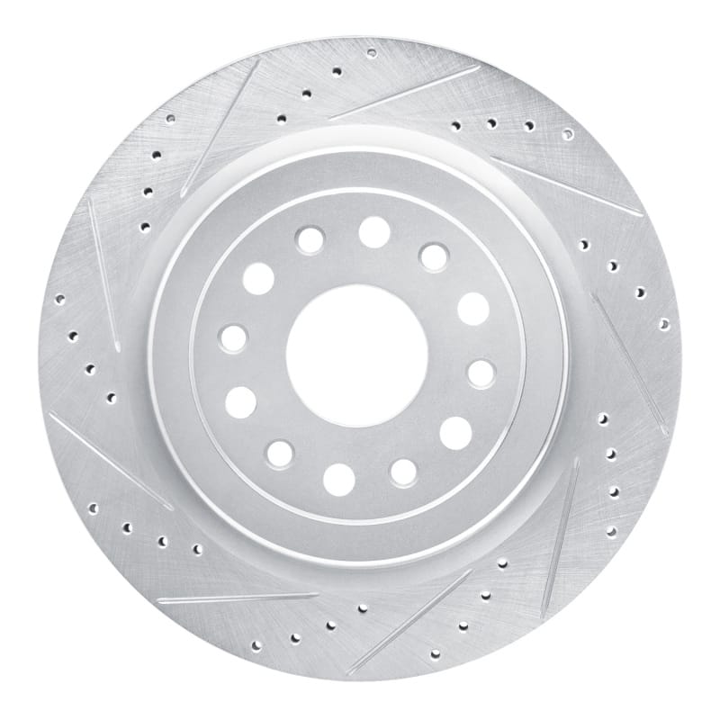R1 19-25 Ram 1500 Rear Left Drilled & Slotted Silver Brake Rotor