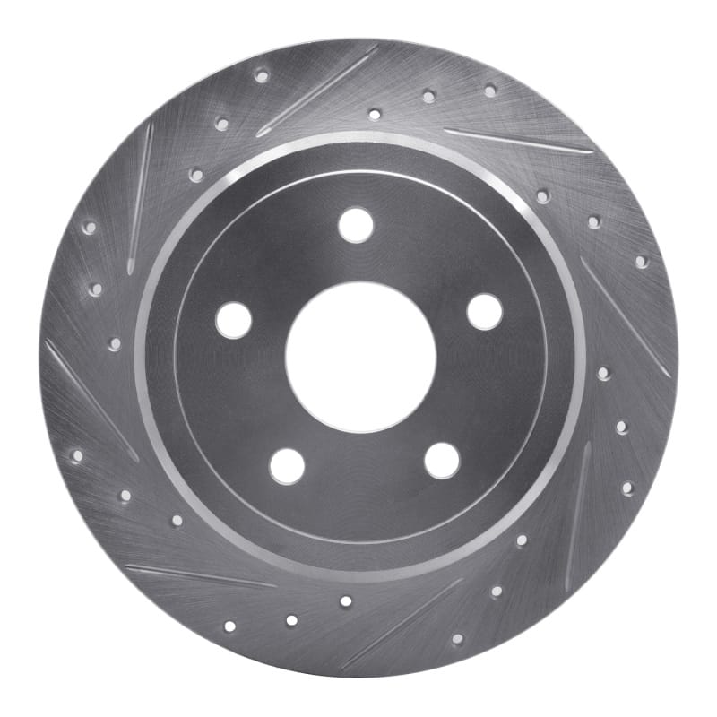 R1 05-10 Jeep Commander Rear Left Drilled & Slotted Silver Brake Rotor