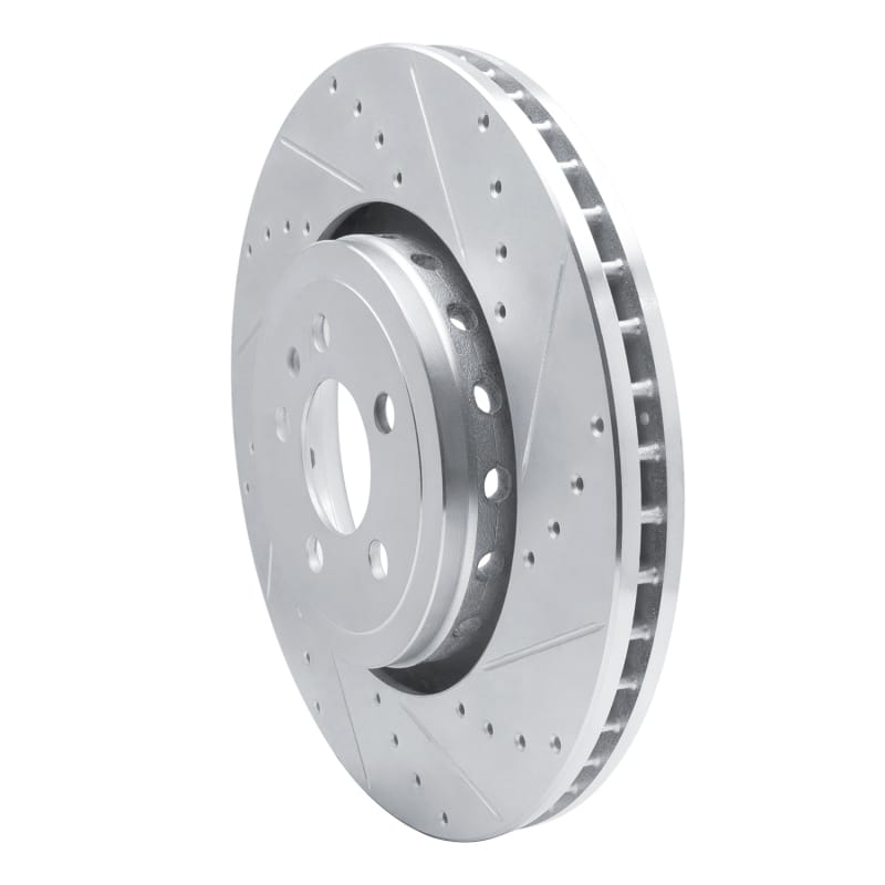 R1 14-23 Dodge Charger Front Right Drilled & Slotted Silver Brake Rotor