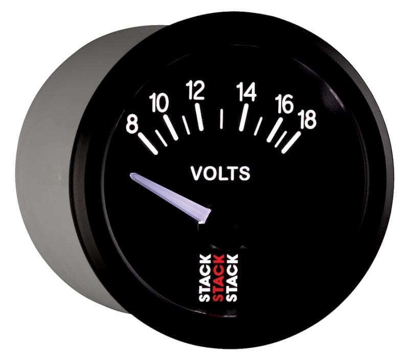 Autometer Stack Instruments 52mm 8-18V Electric Battery Voltage Gauge - Black thumbnail 6