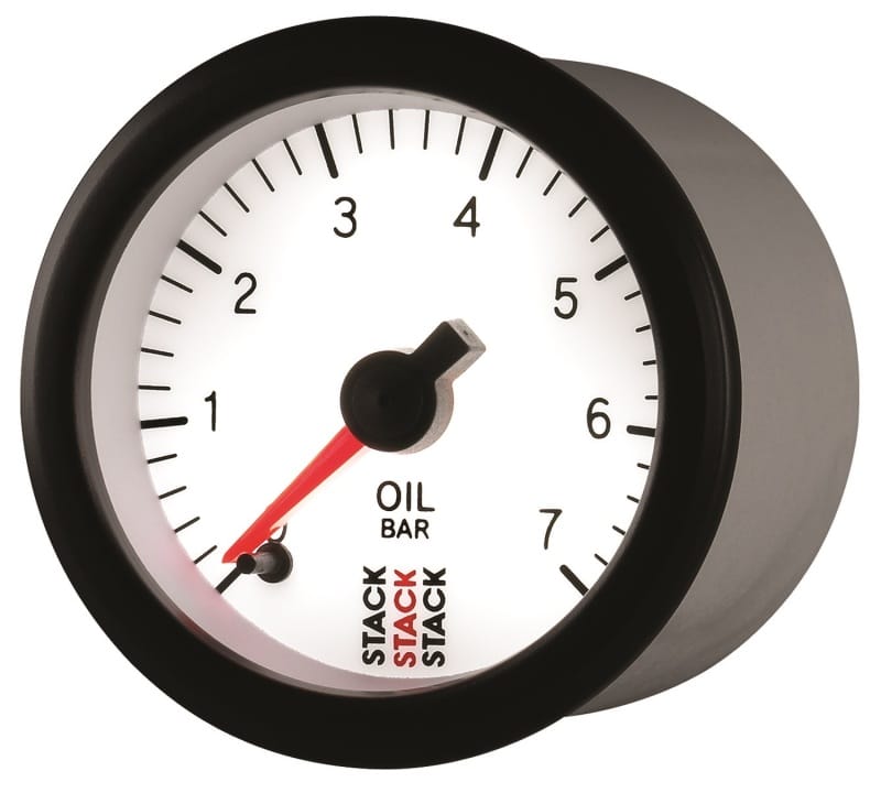 Autometer Stack 52mm 0-7 Bar M10 Male Pro Stepper Motor Oil Pressure Gauge - White thumbnail 3