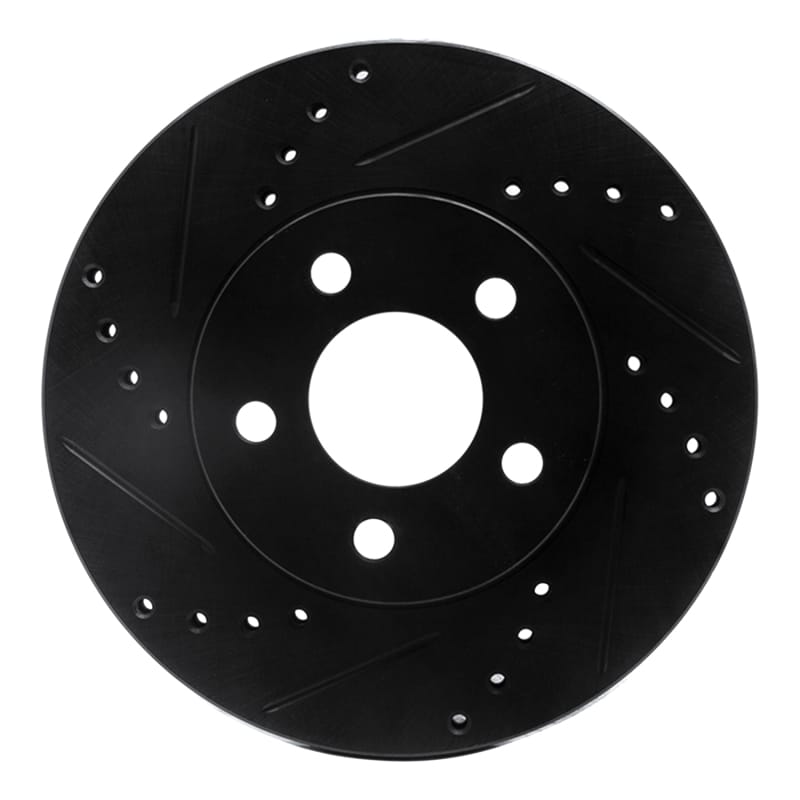 R1 00-05 Chrysler Neon Front Left Drilled & Slotted Black Brake Rotor