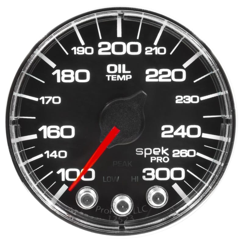 Autometer Spek-Pro Gauge Oil Temp 2 1/16in 300f Stepper Motor W/Peak & Warn Blk/Chrm - P322318 thumbnail 3
