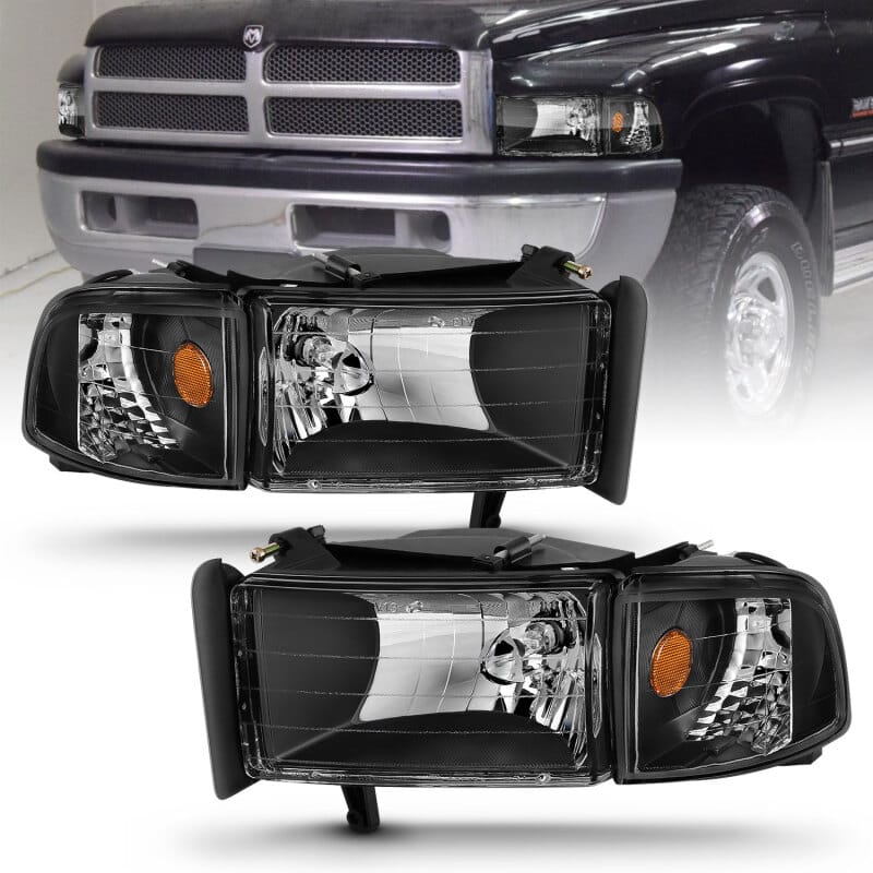 ANZO 1994-2001 Dodge Ram Crystal Headlights Black thumbnail 3
