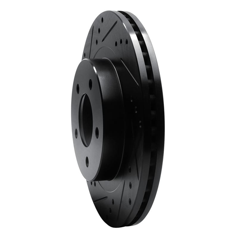 R1 98-04 Chrysler 300M Front Left Drilled & Slotted Black Brake Rotor thumbnail 2