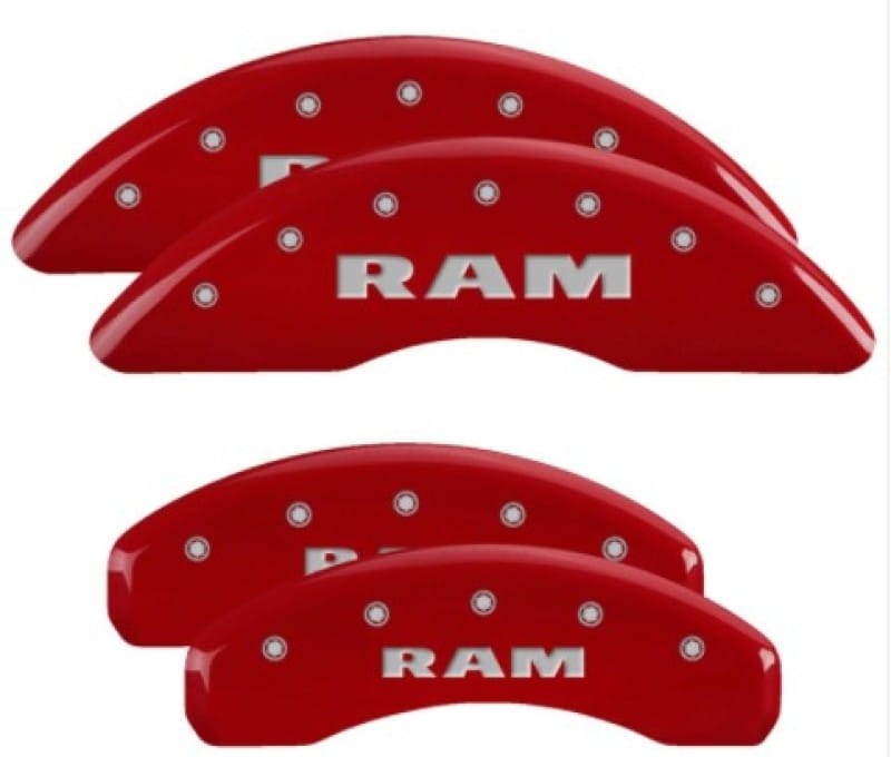 MGP 4 Caliper Covers Engraved Front & Rear 2019 Ram 1500 Red Finish Silver RAM Logo thumbnail 2