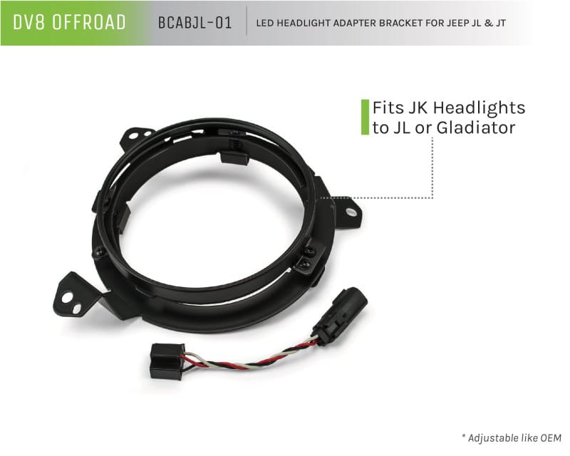 DV8 Offroad 18+ Jeep JL/Gladiator TJ / 7in Headlights Adapter Kit thumbnail 2