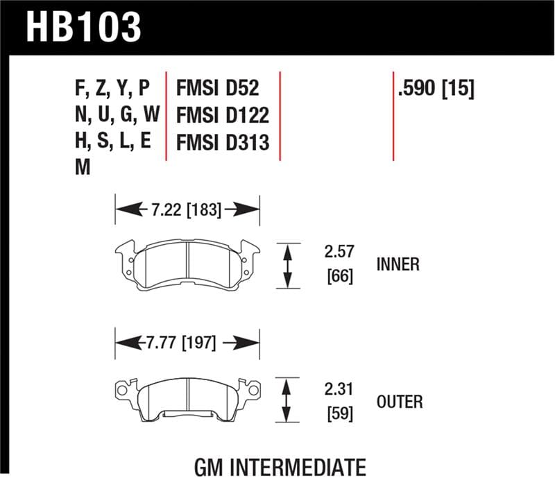 Hawk HP+ Street Brake Pads - HB103N.590