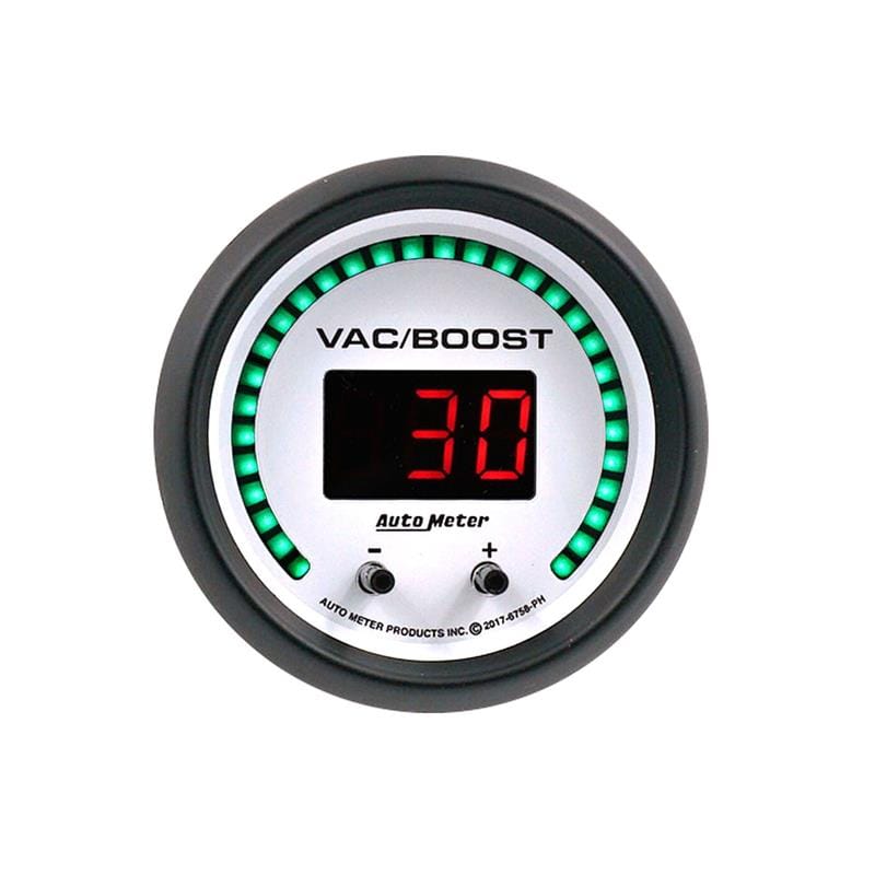 Autometer 52.4mm White Switchable 0-1600 PSI / 0-110 BAR Vacuum/Boost Phantom Elite Digital Gauge