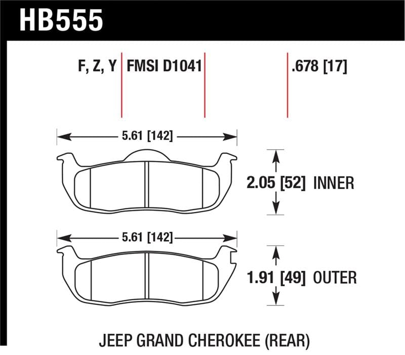 Hawk 06-10 Jeep Commander / 05-10 Grand Cherokee / 05-10 Armada / 04 Pathfinder / 04-10 Tital 5.6L / - HB555Y.678